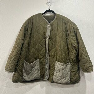 UGG Women's Amilea Reversible Fleece Quilted Jacket Burnt Olive Oversized Medium